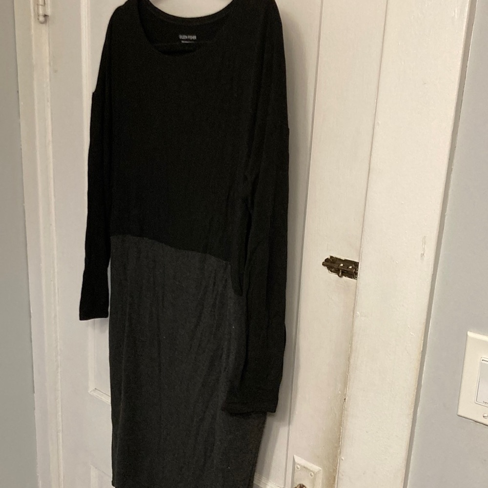 Eileen Fisher black and gray tshirt dress with pockets M